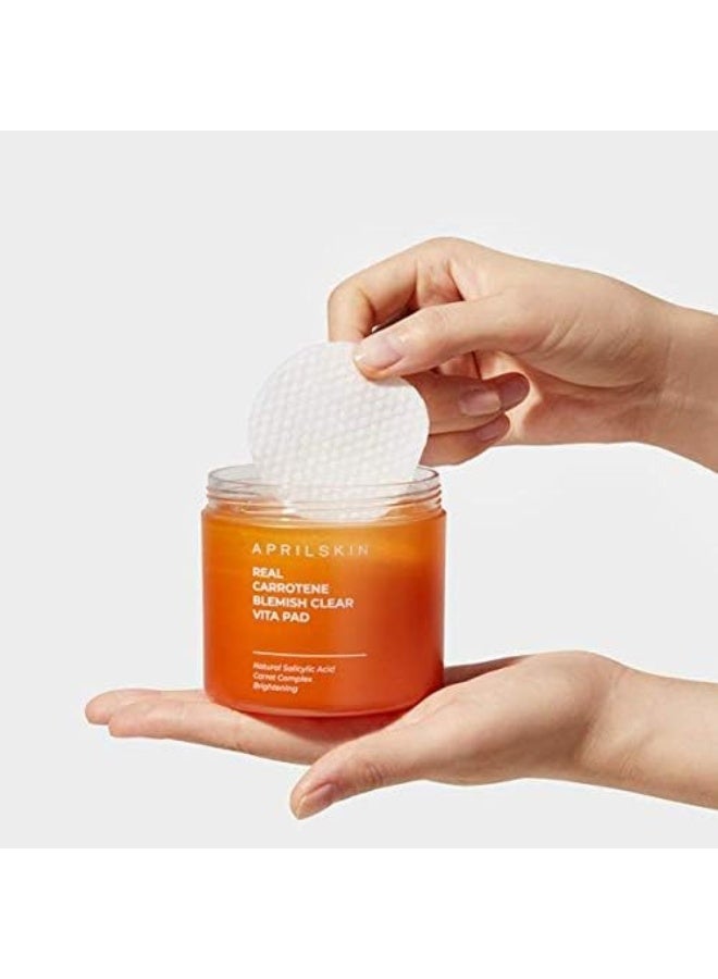 April Skin Carrotene Clarifying Vita Exfoliating Toner Pads BHA Pore Care 60 Pads - image 3