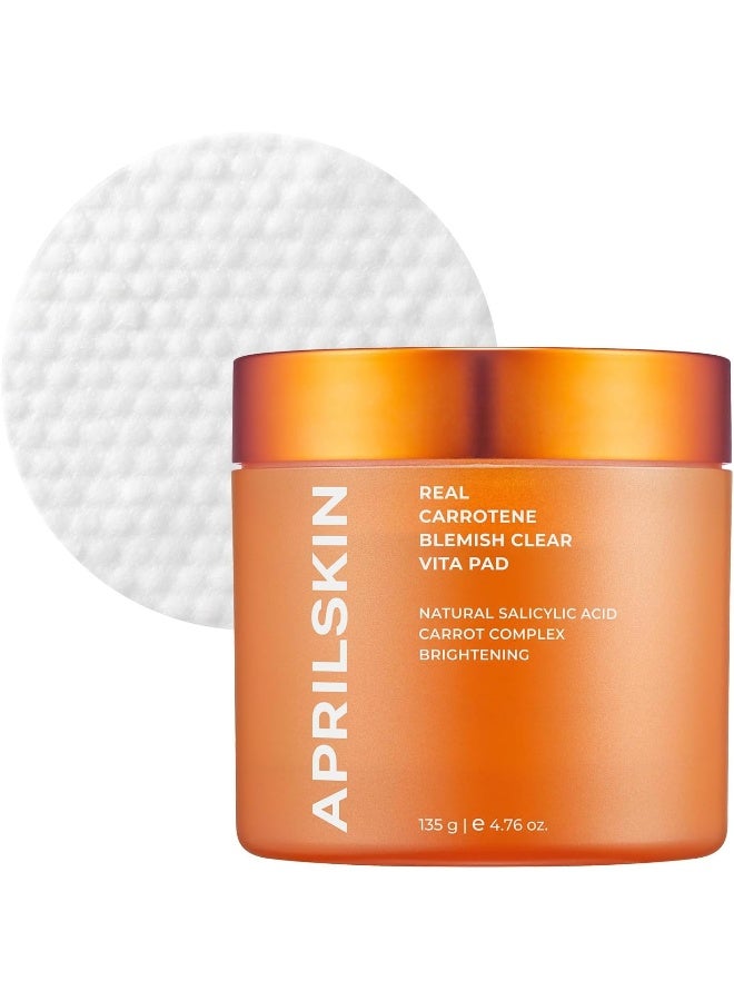 April Skin Carrotene Clarifying Vita Exfoliating Toner Pads BHA Pore Care 60 Pads