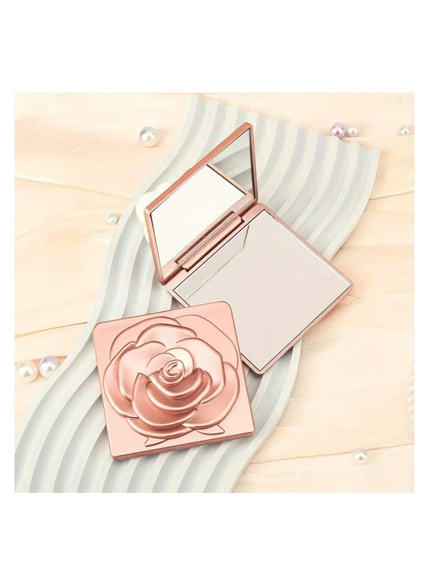 1pc 3D Rose Design Compact Mirror, Elegant Square Pocket Makeup Mirror, Magnifying HD Glass, Ideal For Women, Great Gift For Mother's Day, Valentine's Day