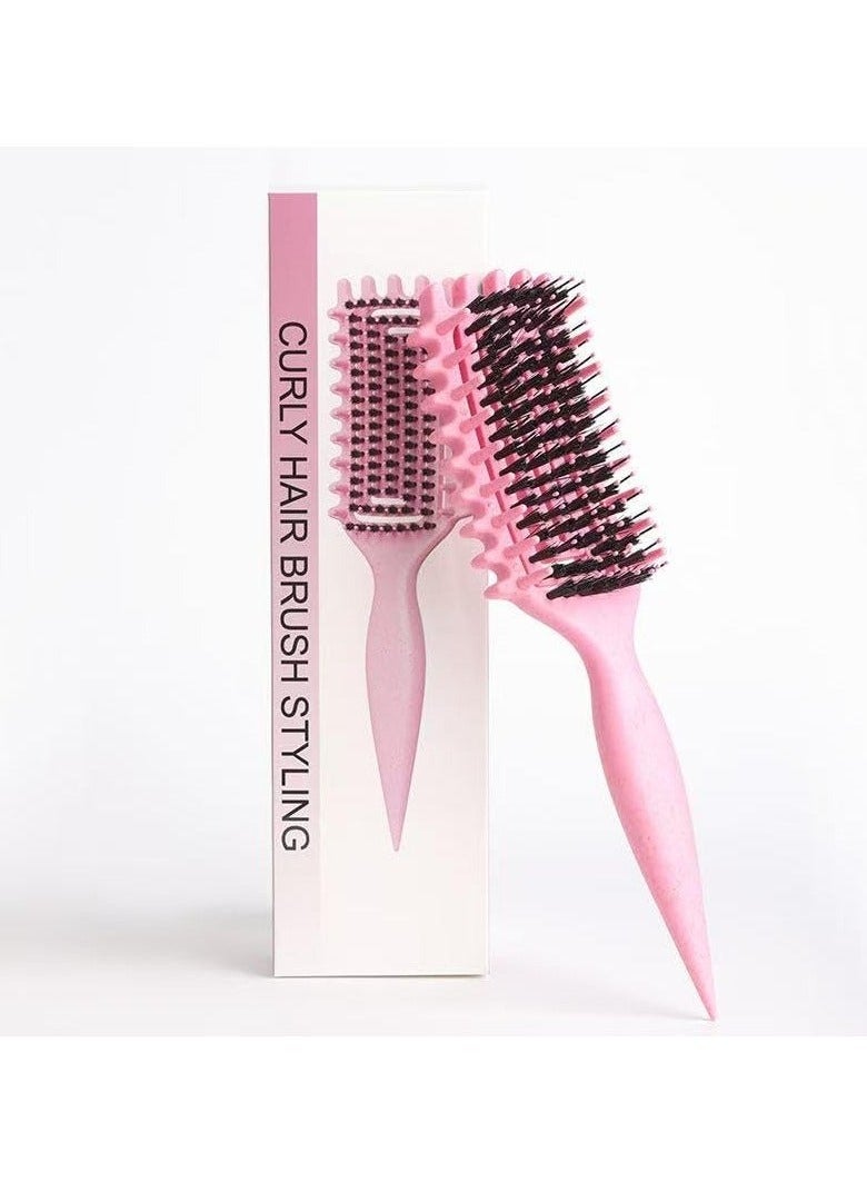 Curly Hair Brush Defining, Vented Curl Defining Brush for Effortlessly Detangling Shaping and Styling Women's Men's Curls on All Wet or Dry Hair Types, Reduces Frizz (Pink)