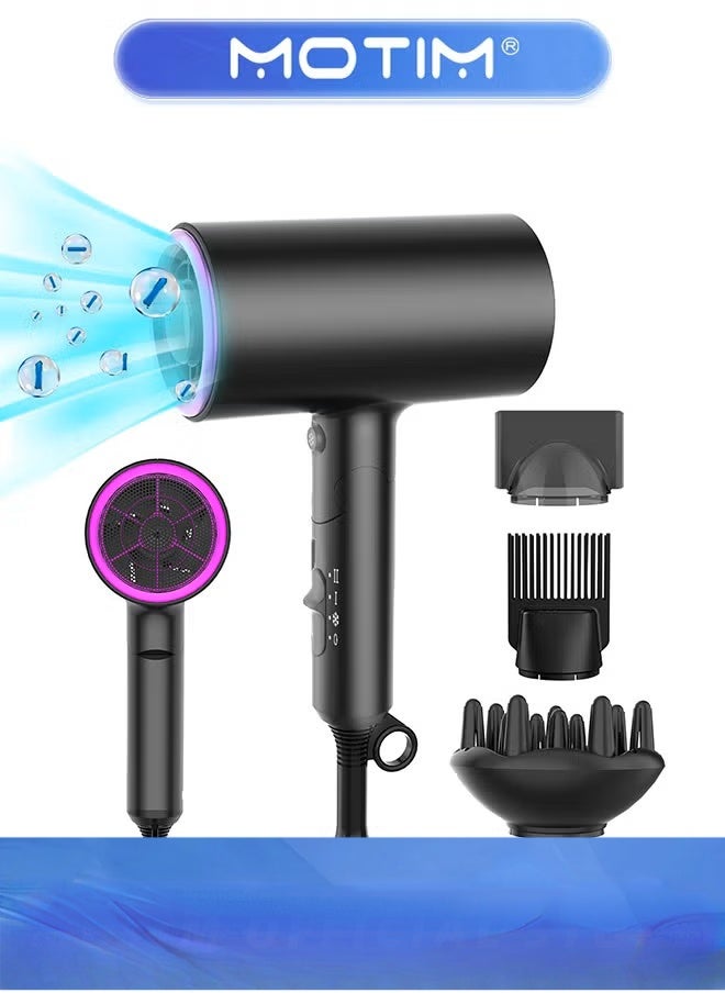 Hair Dryer,Portable Ionic Blow Dryer with Diffuser for Curly Hair,Fast Drying as Salon, Travel