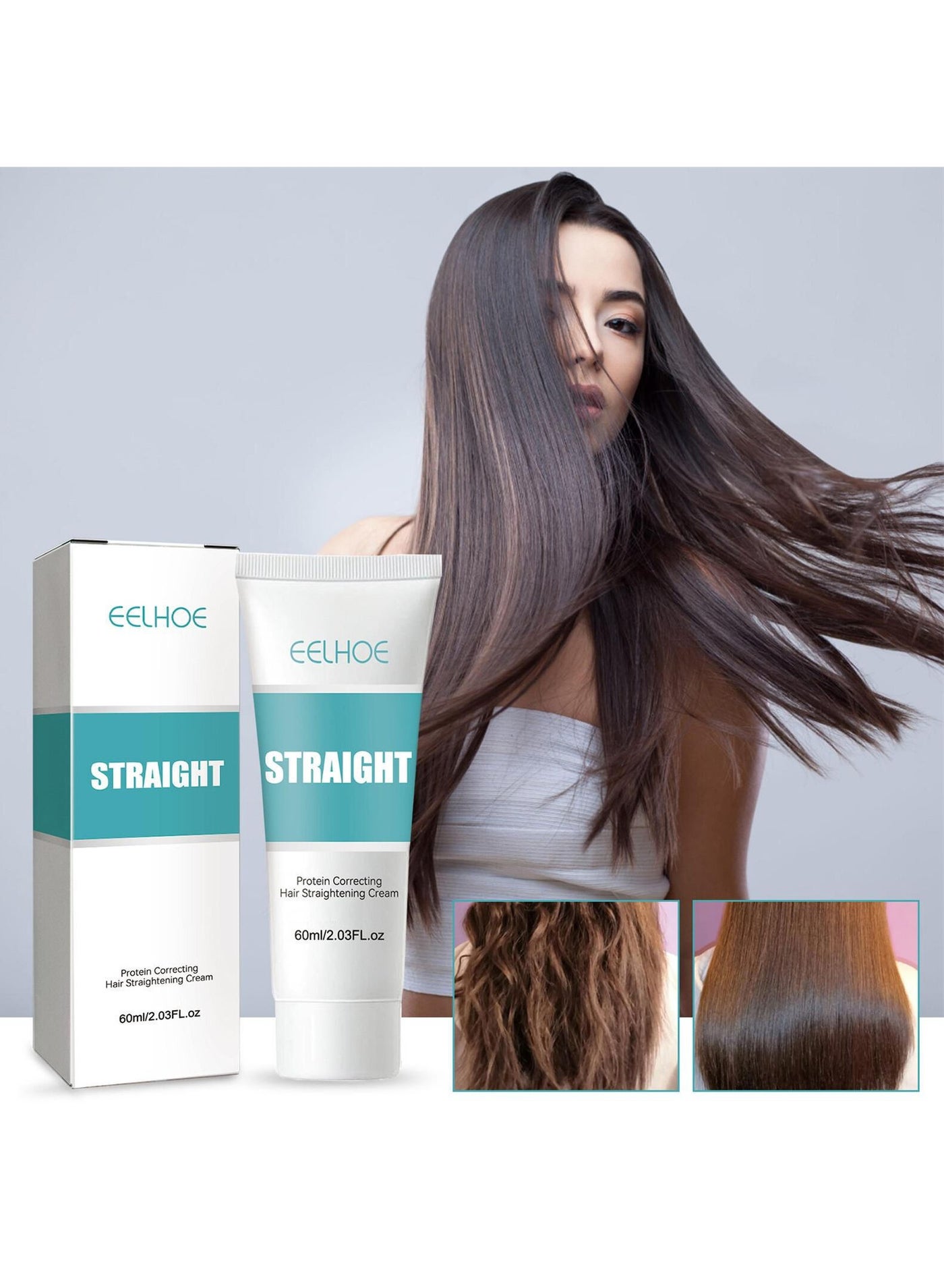 "Protein Correcting Hair Straightening Cream 60ml Silk & Gloss Hair Straightening Cream Nourishing Fast Smoothing Collagen Hair Straightener Cream for All Hair Types "