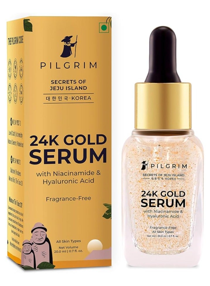 24K Gold Face Serum With Niacinamide & Hyaluronic Acid, Dewy Primer For Face Make-Up For All Skin Types, Korean Skin Care For Unisex, 20ml