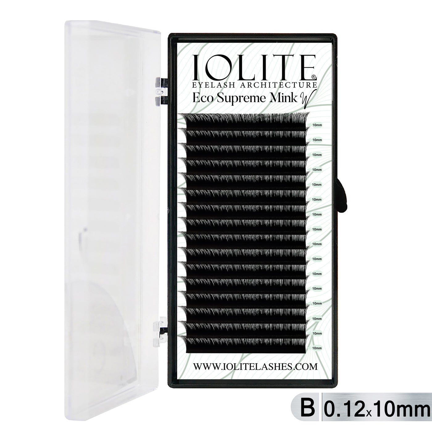 Iolite Eco Supreme Mink W Lashes B Curl – 0.12T Mix & 6mm–15mm | Pre-Fanned Volume Lash Extension Trays for Professional Lash Artists ISMWB12T - 10MM
