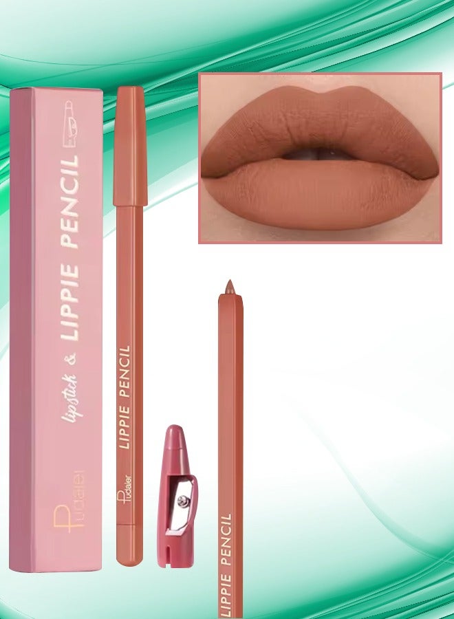Lippie Pencil Lipstick with Sharpener Soft Lipliner Pencil Easy to Use Lip Makeup Lip Liner Pencil Matte Waterproof Long Lasting Lipstick Lip Contour Makeup Lip Set Full Color 04