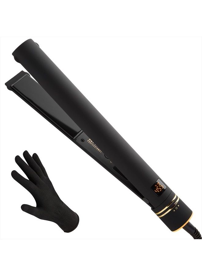 Hot Tools Pro Artist Black Gold Evolve Ionic Salon Hair Flat Iron | Long-Lasting Finish for Straightening Hair, (1-1/4 in)