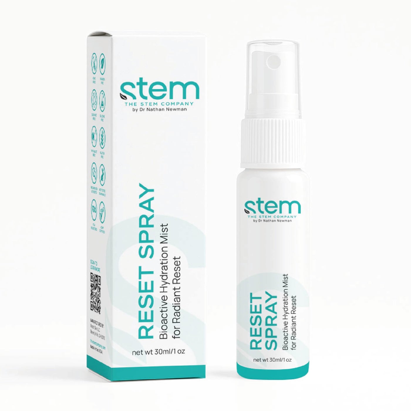 STEM Natural Intelligence ReSet Moisturizing Facial Spray, Setting Spray for Makeup, Makeup Setting Spray for Luxury Skin Care, Face Moisturizer for Women, Finishing Spray for Makeup, 1 oz