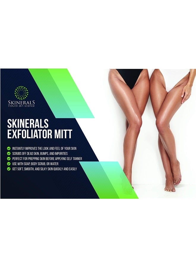 Scrubbing Premium Exfoliator Mitt for Super Smooth Skin and Self Tanner Prep