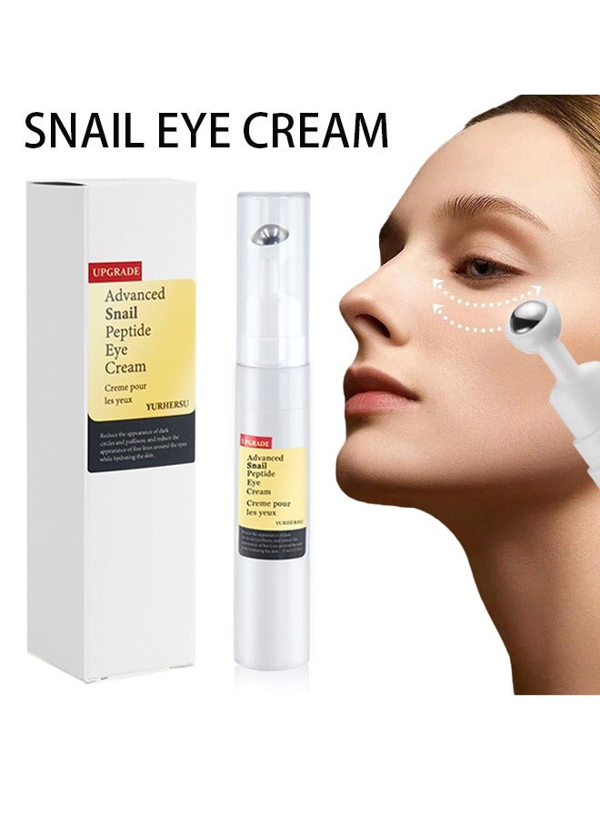 Advanced Snail Peptide Eye Cream, For Dark Circles, Puffiness And Wrinkle, Niacinamide And Snail Mucin Eye Cream, Moisturizing, Hydrating, Firming, 360° Massage Ball, 17ML