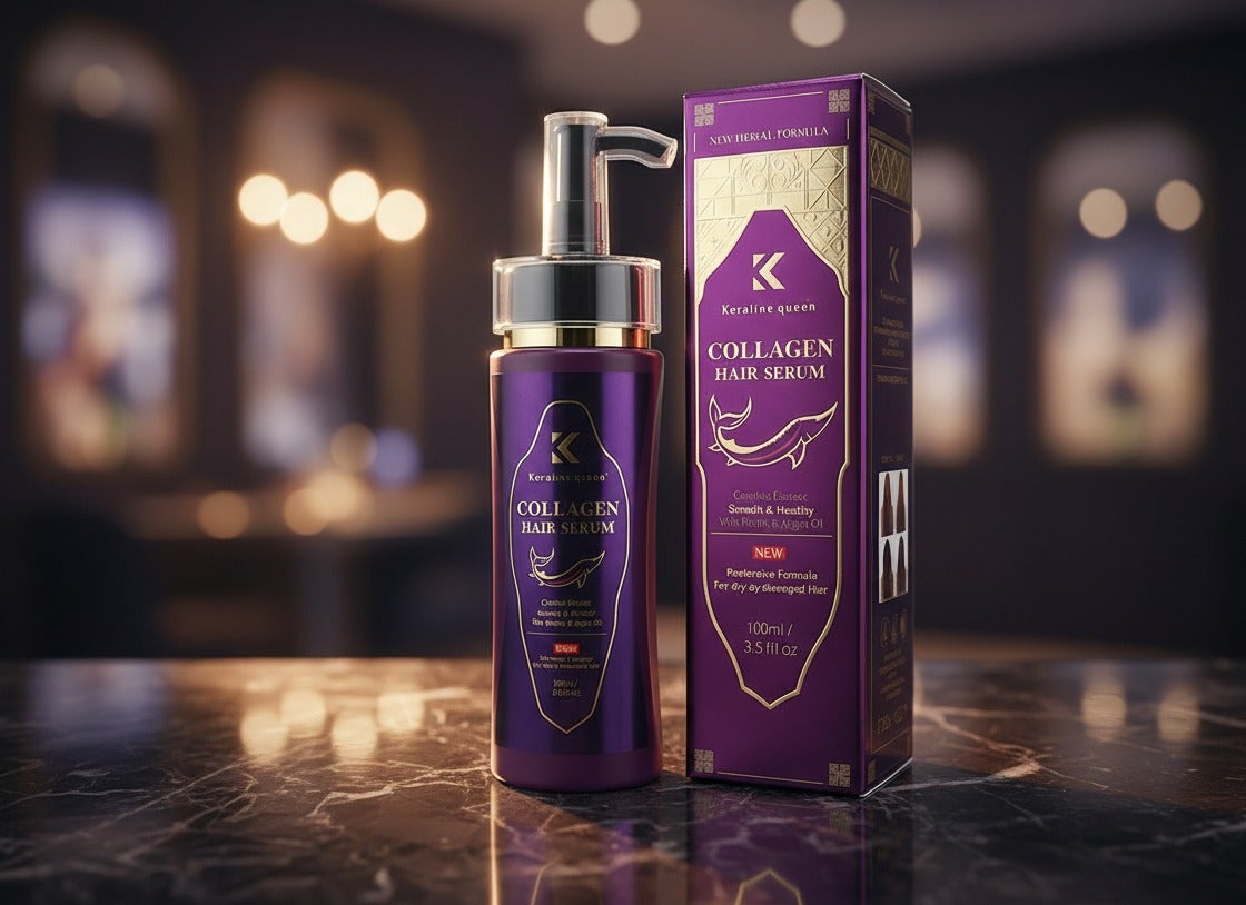 Keratine queen Collagen Hair Serum, 100ml, Restorative Formula for Dry or Damaged Hair, Rich Protein & Argan Oil, New Herbal Formula, Complex Essence, 3.51 fl.oz