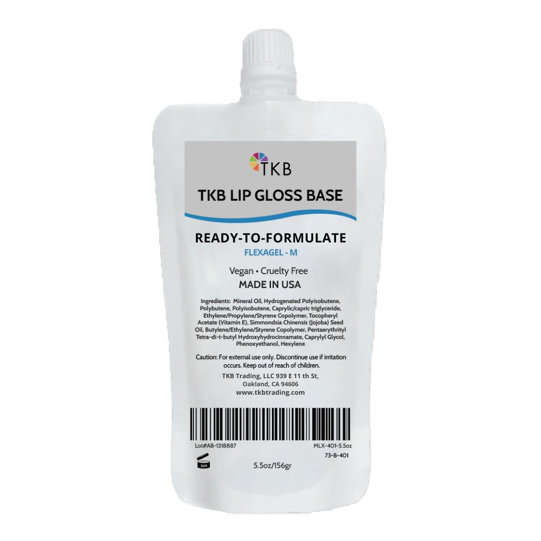 TKB Lip Gloss Base (Flexagel M) | Ready-To-Formulate| Moisturizing, High Shine, Crystal Clear, Vegan and Cruelty free| Made in USA. (11 oz (2 of 5.5 oz bag))