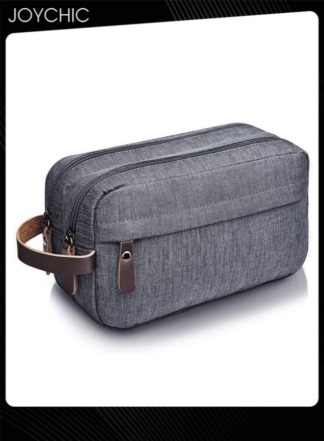 Large Capacity Oxford Toiletry Bag Outdoor Travel Waterproof Storage Bag Portable Organizer Wet and Dry Separation for Women and Men Grey