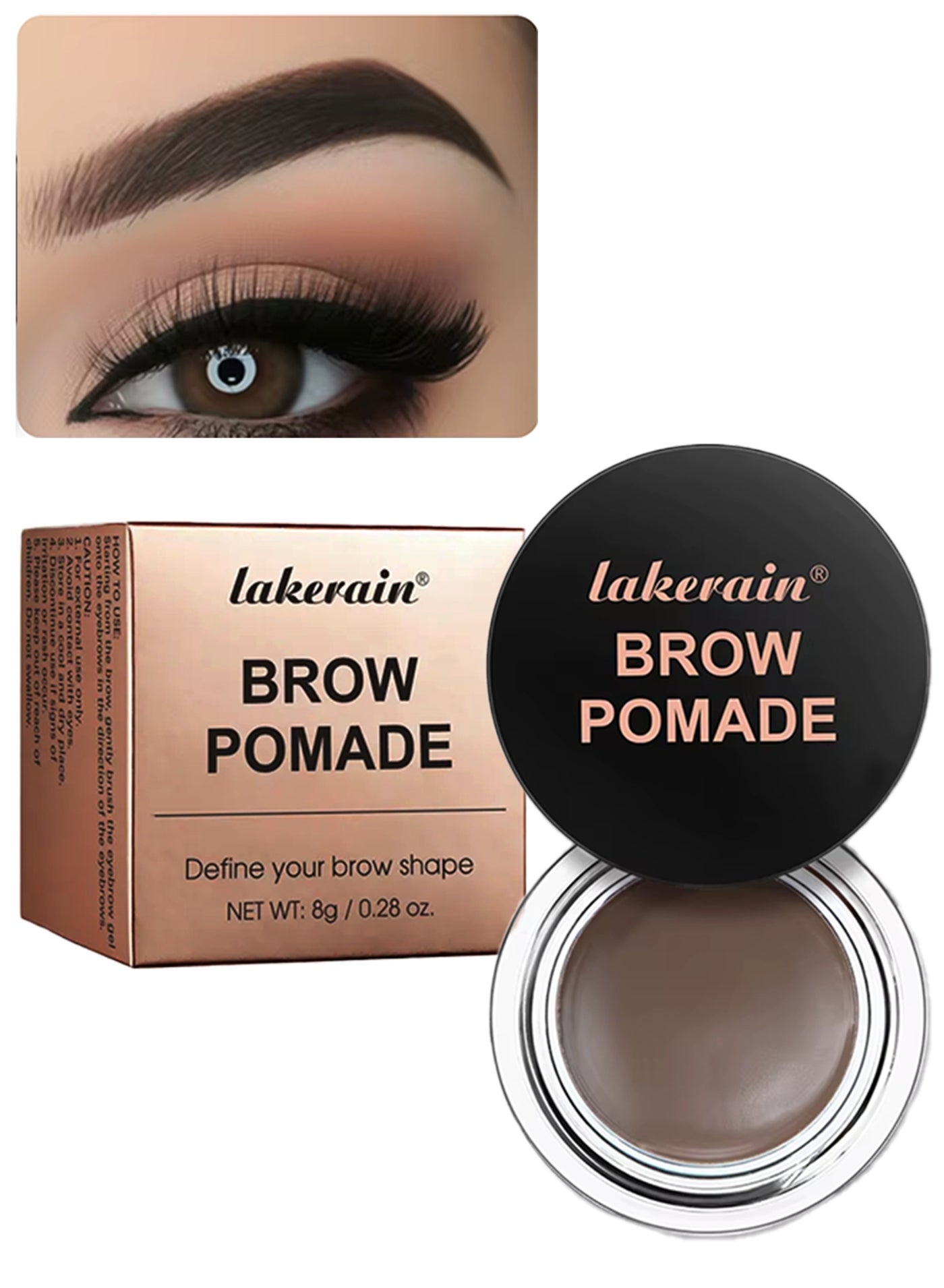 Brow Pomade Natural Long Lasting Sweat Proof Waterproof Eyebrow Makeup Gels Smooth Fast Drying Eyebrow Color Cream Eyebrow Pomade Brow Coloring Gel Medium Brown 02