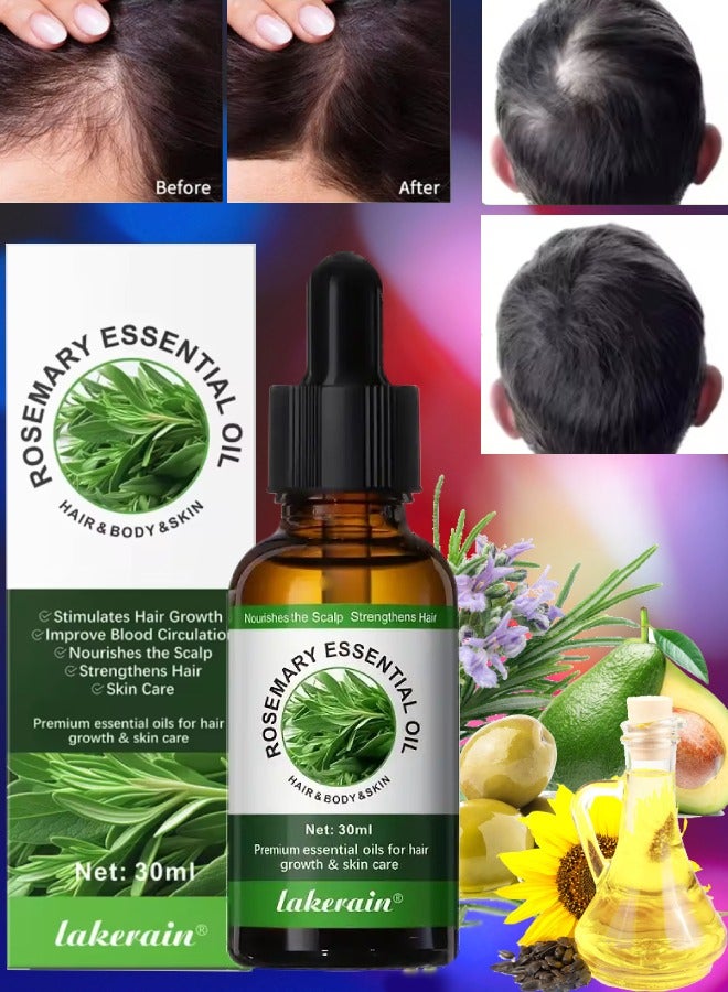Rosemary Essential Oil Rosemary Oil for Hair Growth Serum 100% Pure Natural and Organic Rosemary Oil for Dry Damaged Hair Growth Scalp Oil Hair Loss Treatment Serum Oil 30ml
