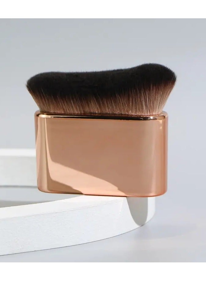 Foundation Brush Wave Top Powder Makeup Brush Premium Quality Synthetic Dense Bristles Face Makeup Tool for Blending Liquid Cream Foundation or Flwaless Powder Cosmetics - Gold