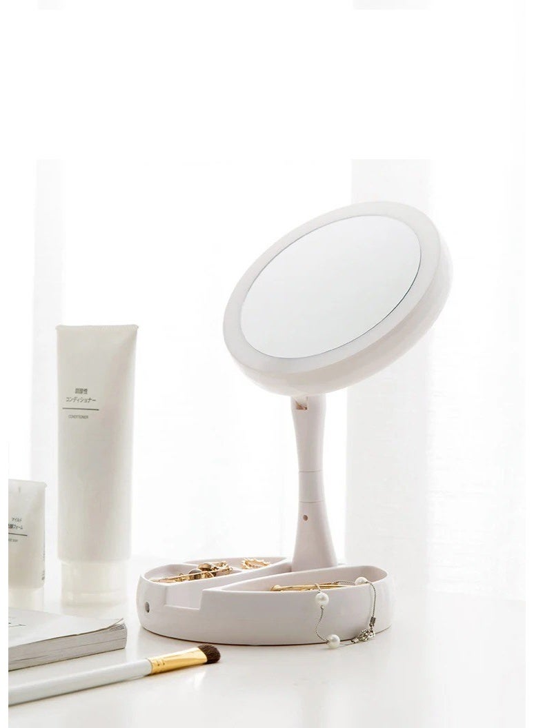 Makeup Mirror With Light LED Daylight Vanity Mirror 360°Rotation Detachable/Storage Base 3 Modes Mirror With Light USB Charger
