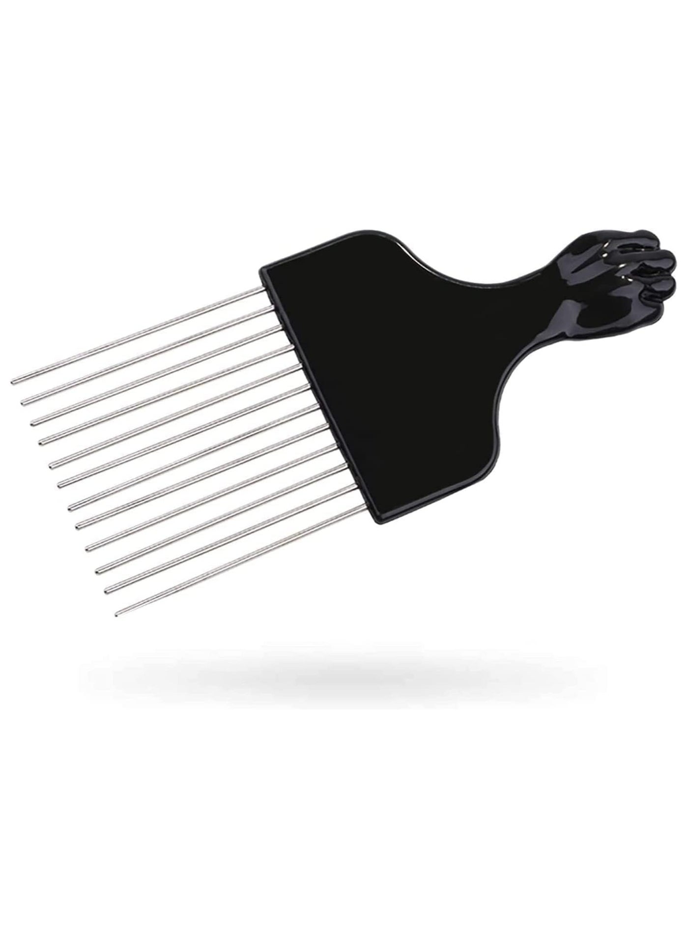 Afro Comb Curly Hair Magic Hair Coils Tool Square Afro Pick with Natural Metal African American Hairdressing Styling Black Fist Teeth Comb Curly Hairbrush Fork Pick Comb Metal Ideal for Men Women