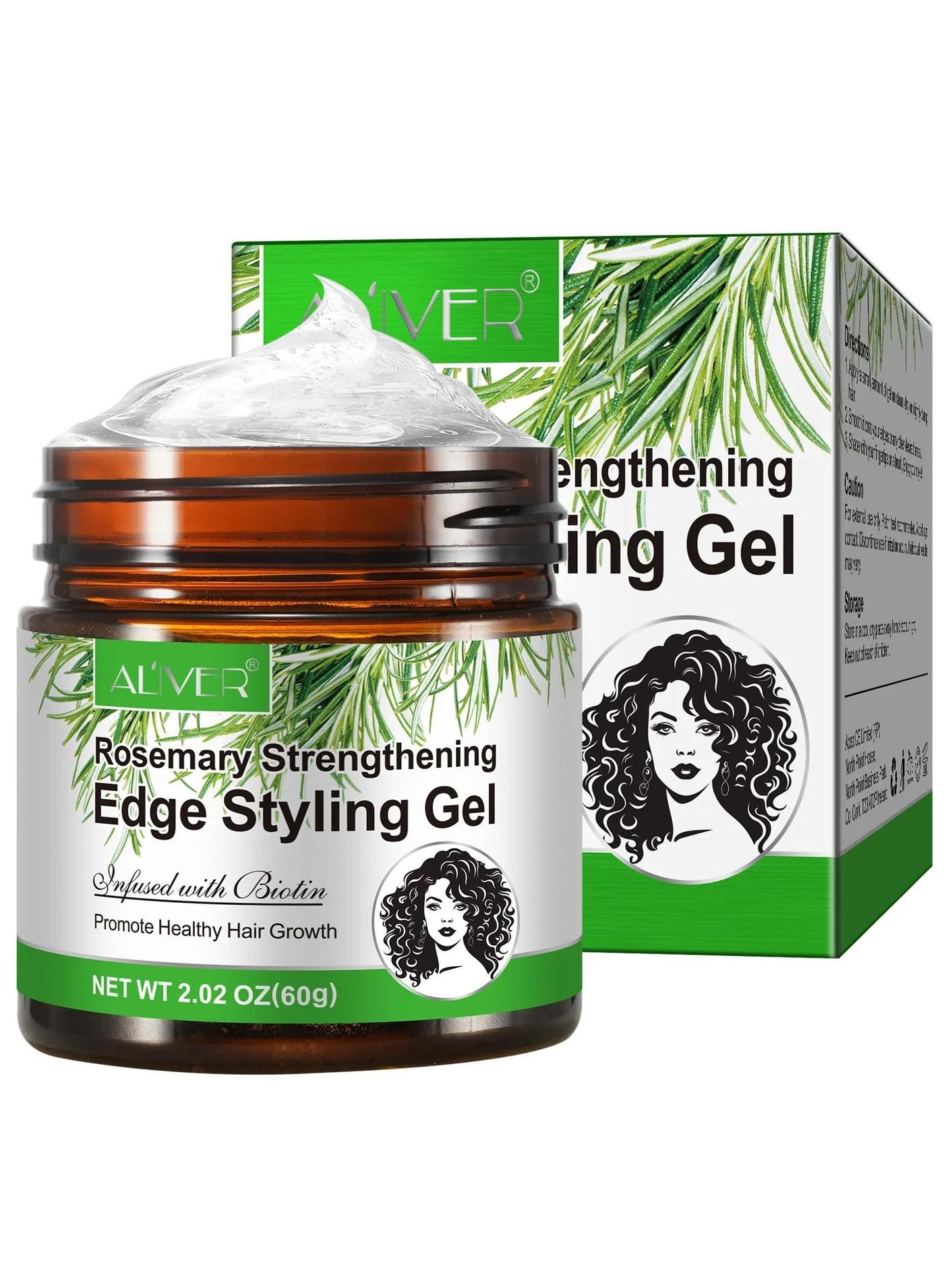60g Rosemary Edge Styling Gel Promotes Healthy Hair Growth with rosemary & Biotin Edge Control Gel for Flyaway Hair Hair Finishing Gel Hydrating Moisturizing Hair Growth Styling Gel