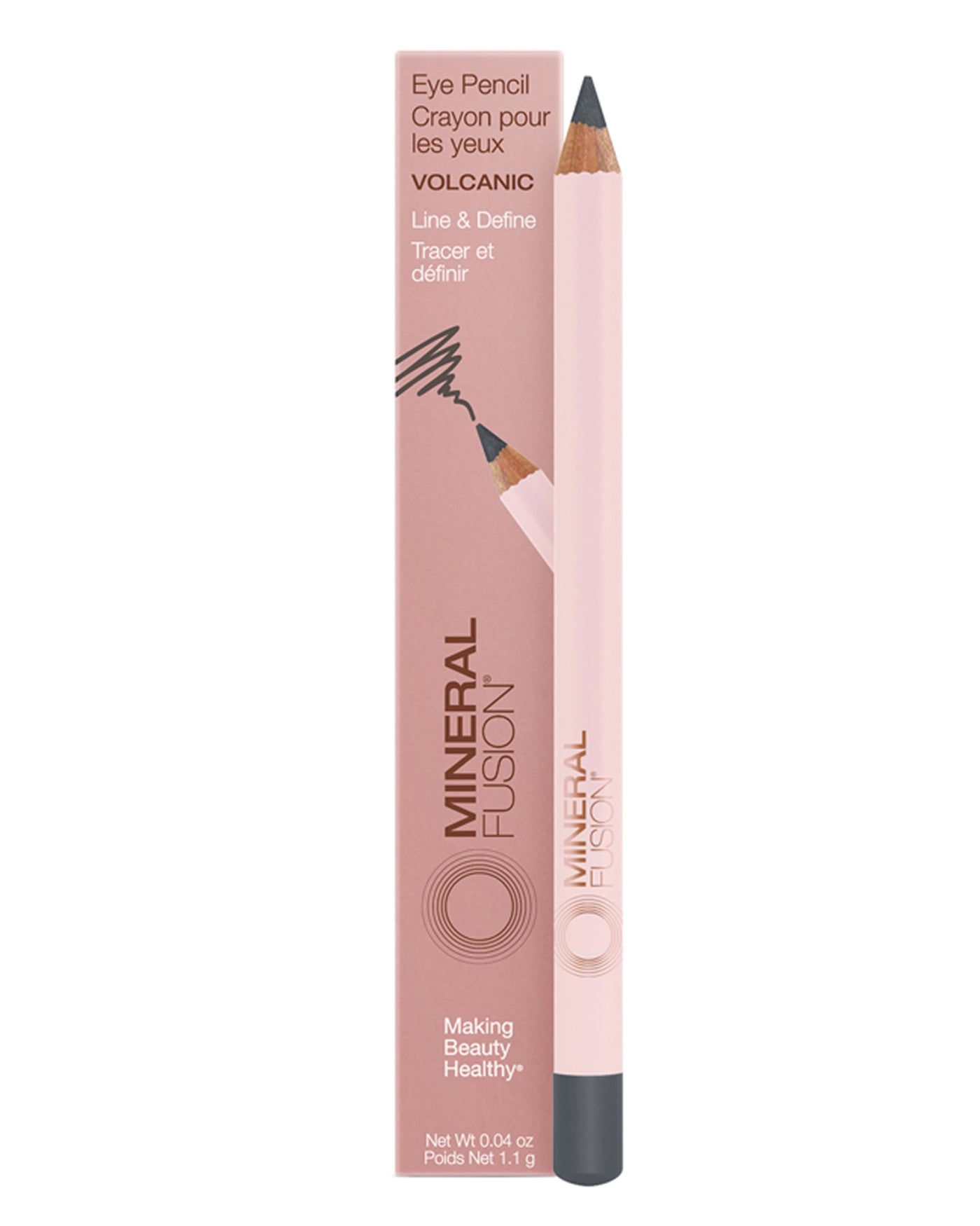 Mineral Fusion Eye Pencil (Grey - Volcanic) - Eyeliner with Soothing Chamomile, Meadowfoam & Vitamin E - Smooth & Long Lasting, Hypoallergenic, Non-Irritating Eye Makeup