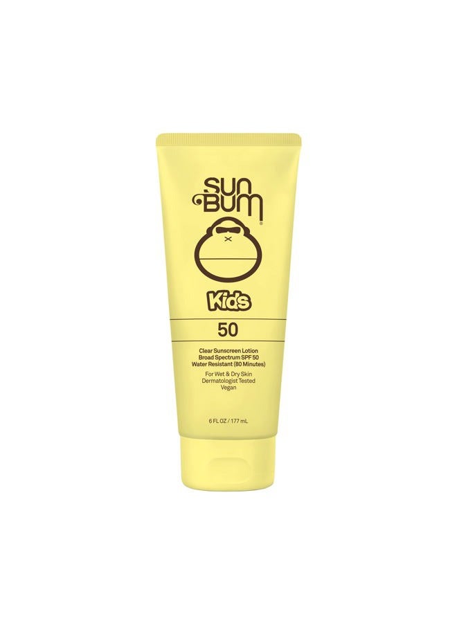 Kids SPF 50 Sunscreen Clear Body Lotion | Broad Spectrum Water-Resistant Sunblock with Vitamin E | Wet or Dry Skin Application | Hawaii 104 Act Compliant (Octinoxate & Oxybenzone Free) | 6 oz