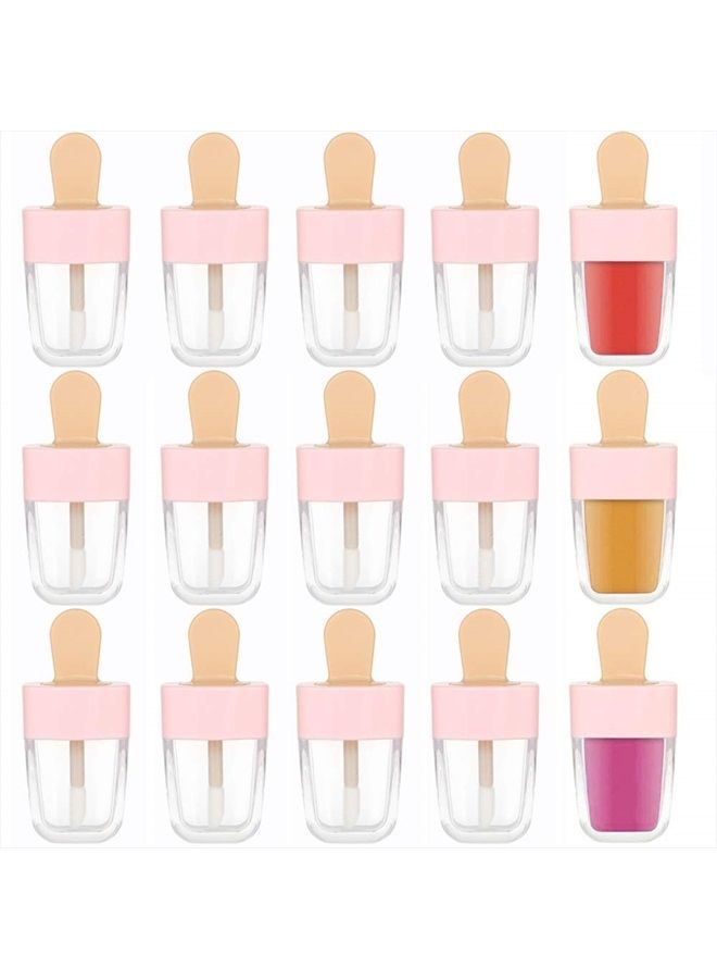 15 Pack Pink Ice-cream Shaped Empty Lip Gloss Tube Lip Balm Container DIY Cosmetic Sample Bottle