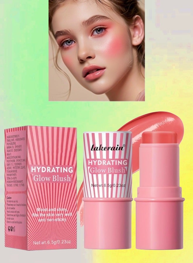 Hydrating Glow Blush Moisturizing Hydrating Long Lasting Multi Use Glow Blusher for Eyes Lips Face Waterproof Hydrating Glow Blush Stick Tinted Blush Cooling Jelly Stick Cream Blush Balm 03