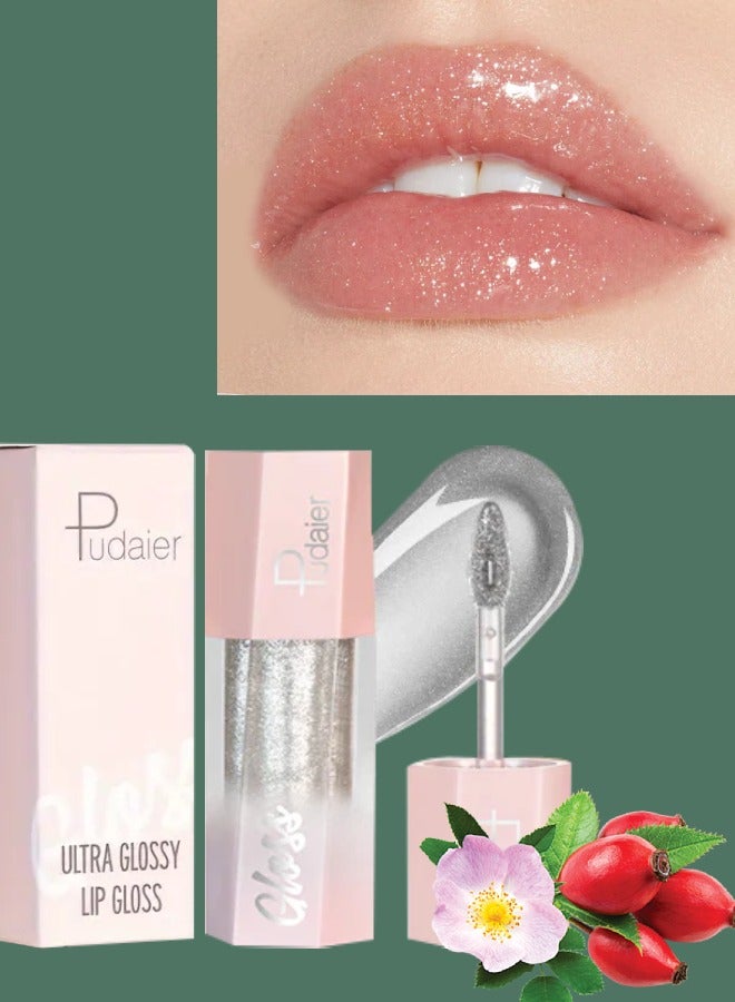 Ultra Glossy Lip Gloss Diamond Matte Lip Oil Gloss Glitter Metallic Liquid Lipstick Glitter Shimmer Lip Glaze Shimmery Finish High Pigment Long Lasting Lip Gloss Tint Makeup 06
