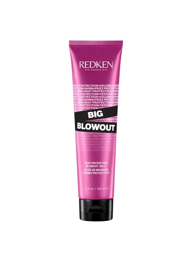 Redken Big Blowout Heat Protectant Gel - Provides All-Over Volume & Movement, Hair Shine & Frizz Control, Blowdry Gel For All Hair Types, 5.1 Fl Oz