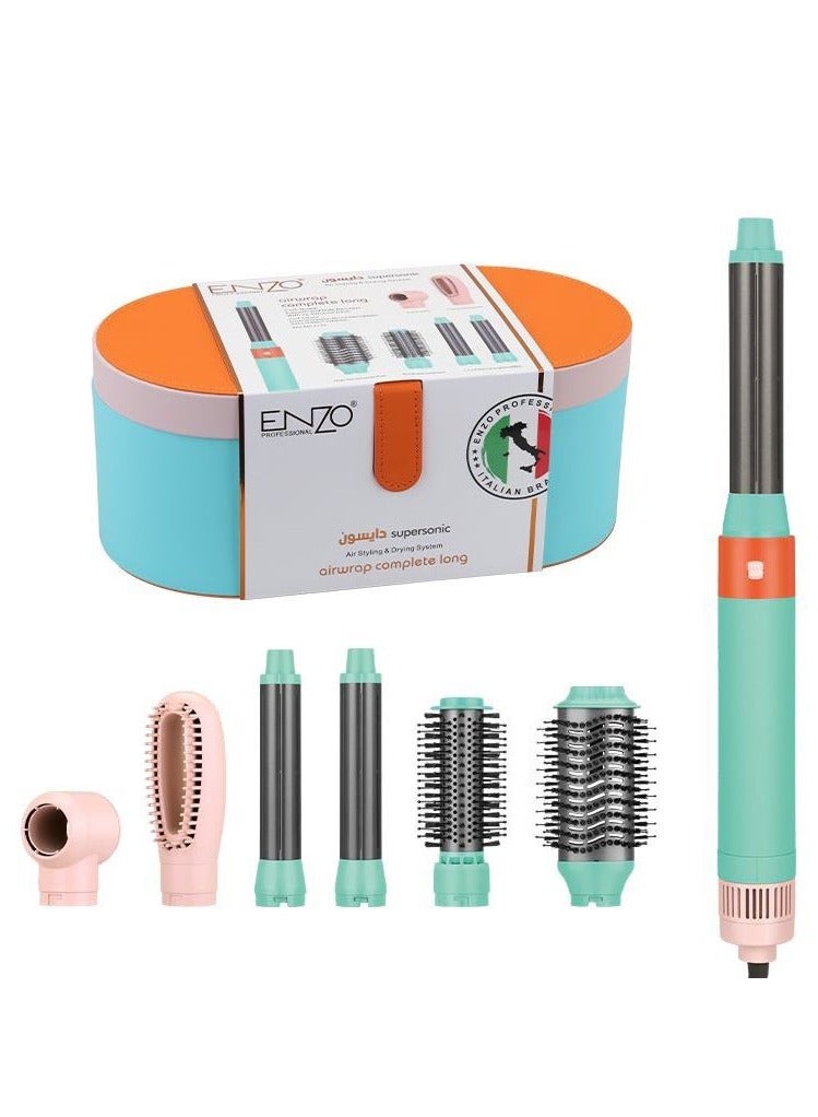 ENZO Professional 6-in-1 Hair Styler Set– ENZO EN-4133 Supersonic Airwrap Dryer with Curling Barrels, Volumizing Brushes & Smoothing Comb