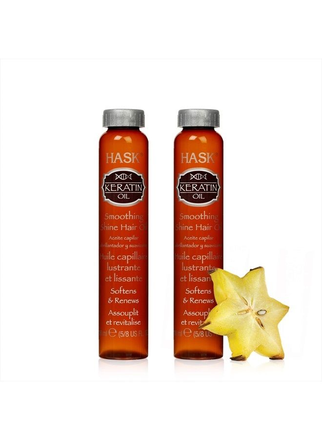 KERATIN Smoothing Hair Oil Vials for shine and frizz control for all hair types, color safe, gluten free, sulfate free, paraben free - 2 Hair Oil Vials