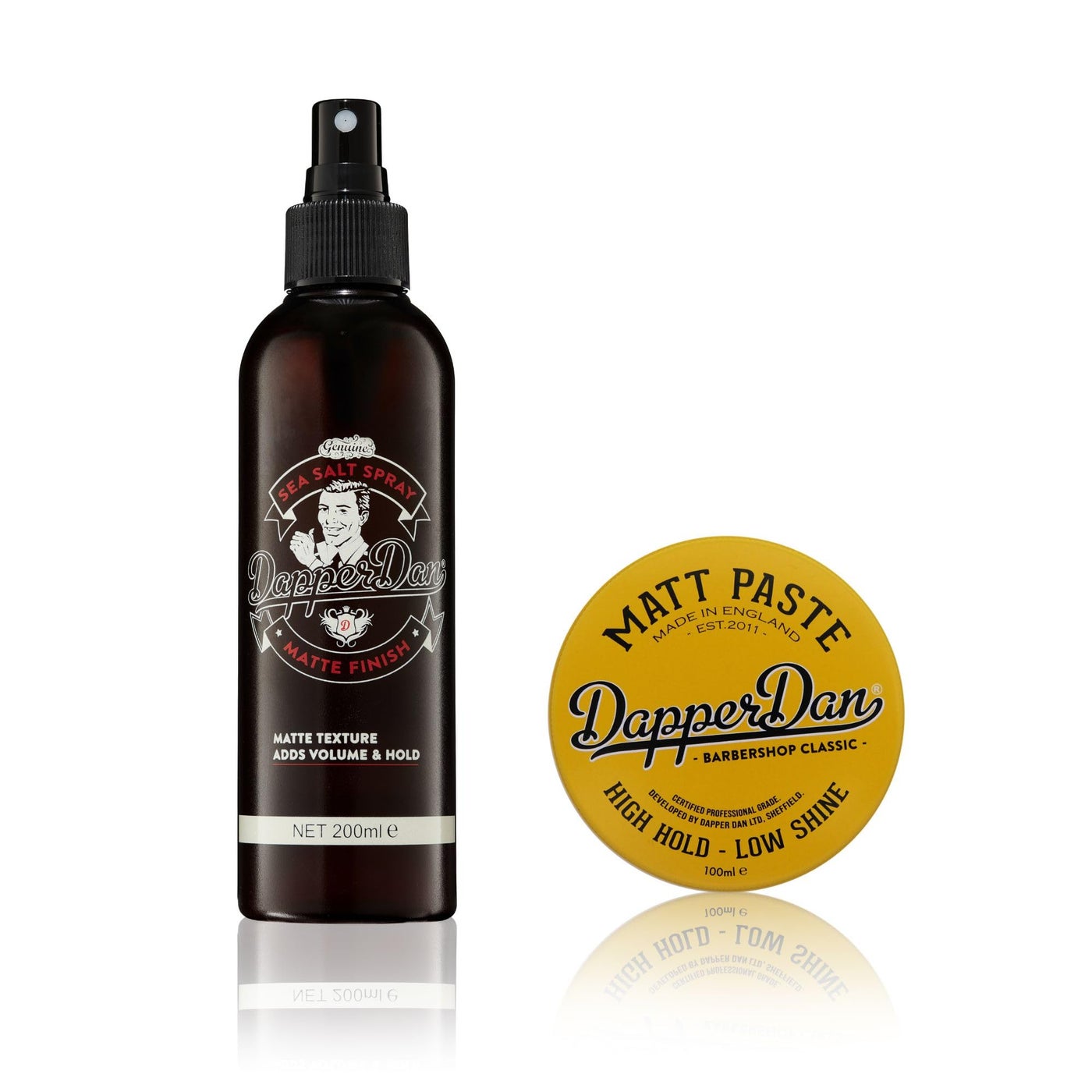 Dapper Dan Matt Paste, High Hold Low Shine Paste for Men 1 x 100ml Sea Salt Spray for Matte Textured Finish 1 x 200ml
