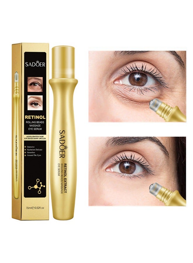 Retiinol Rolling Beads Massage Eye Serum -Eye Cream Anti Aging, Retinol Eye Cream for Dark Circles and Puffiness, Eye Cream for Wrinkles with 360° Massage Ball