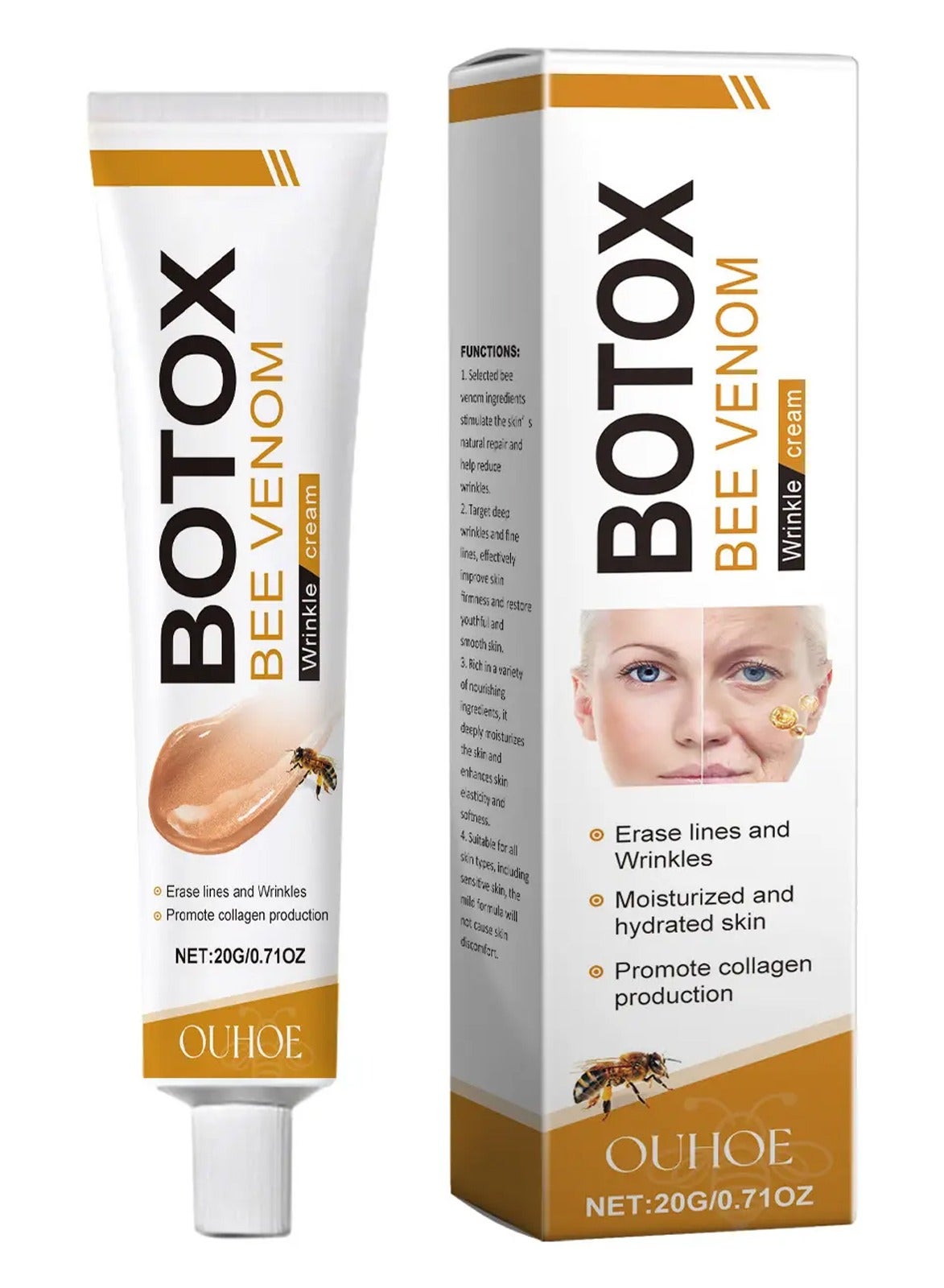 Bee Venom Ointment, Professional Botoxmix Cream, Bee Venom Cream Anti Wrinkles, Botoxmix Bee Venom Against Wrinkles for Face and Neck, Bee Cream Moisturising Cream for All Skin Types