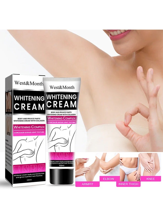 Whitening Cream, For Body, Intimate Areas, Underarms, Armpit, Knees, Legs, Elbows And Inner Thigh, Dark Spot Corrector Skin Lightening Cream 100ml