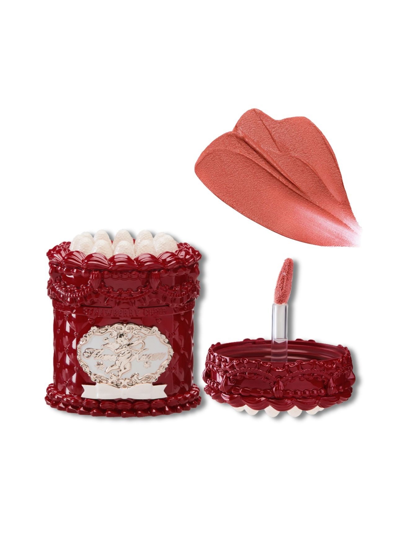 Strawberry Cupid Cake Lip Cream Hydrating Velvet Matte Lipstick Smudge-Proof Creamy Texture-V07 Fig