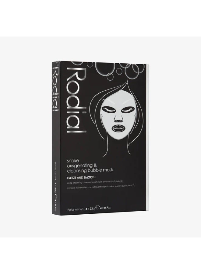Rodial Snake Bubble Mask x 4 – Pore Refining for Oily Skin, Volcanic Ash & Syn-Ake™, Cleansing Treatment for Acne-Prone Skin Relief 4 Pack