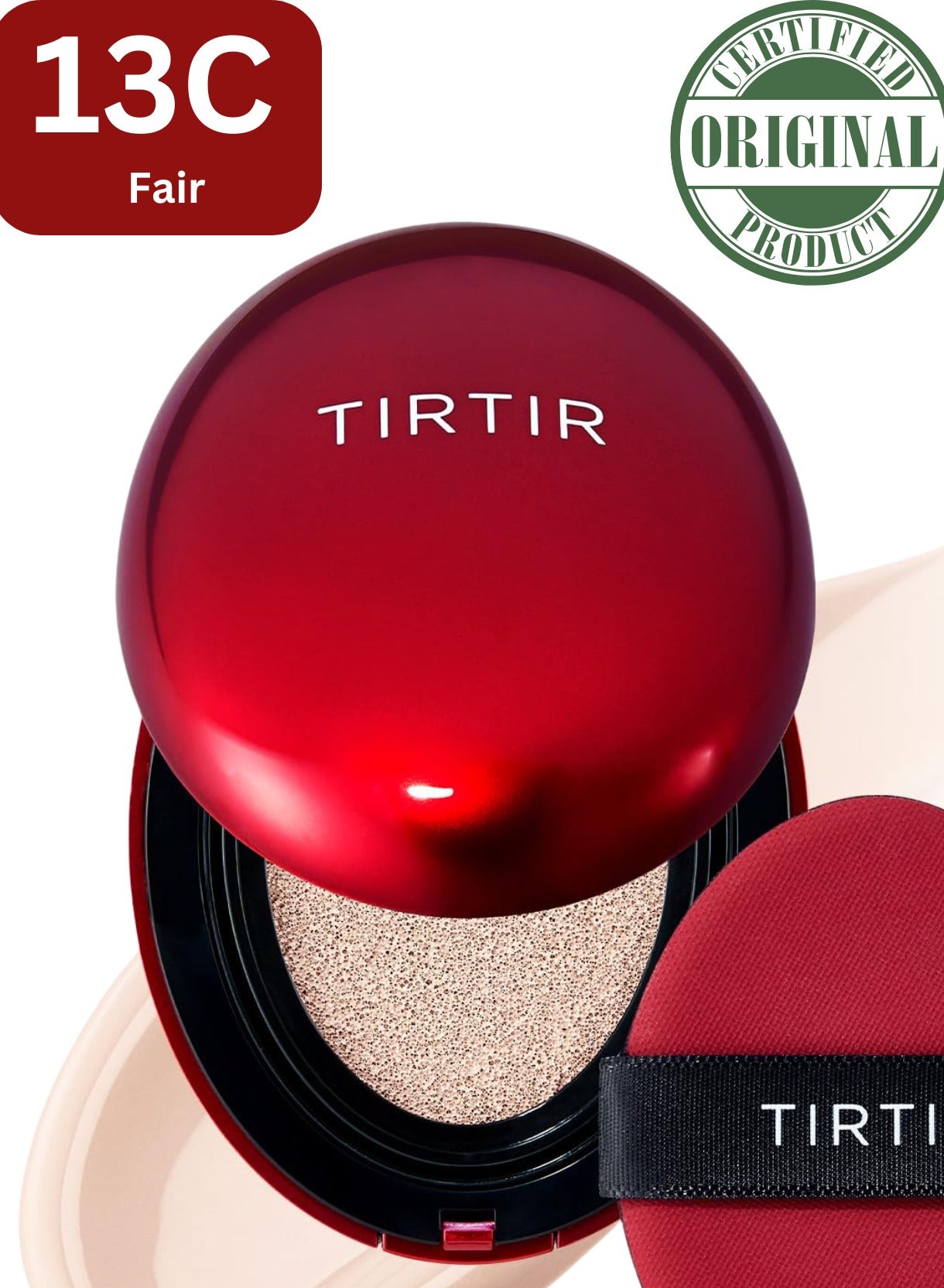 TIRTIR Mask Fit 13C Fair Ivory Red Cushion Foundation | Full coverage, Weighless, Skin fit, Satin Glow Finish, Korean cushion foundation