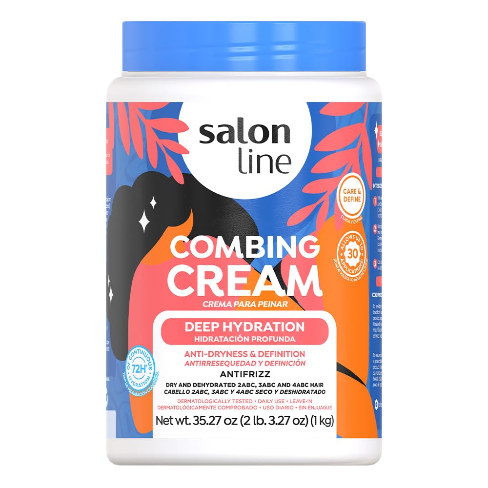 Salon Line, Hair Cream, Leave-In Cream, Deep Hydration, Vegan â€“ Wavy Hair, Curly Hair & Coily Hair, 1 Kg