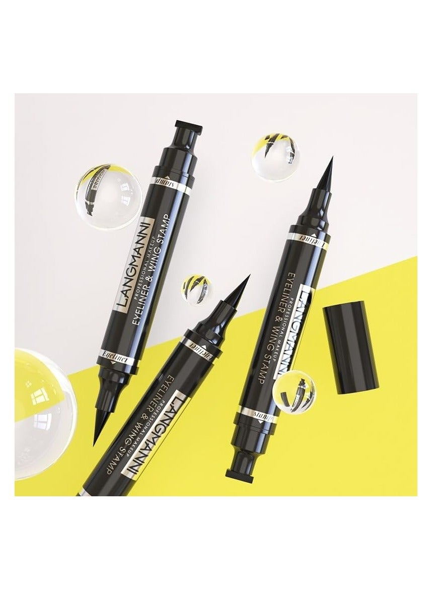 Dual-Ended Stamp Eye Pencil - Waterproof, Long-Lasting, Non-Smudging 2-in-1 Triangular Black Eye pencil.