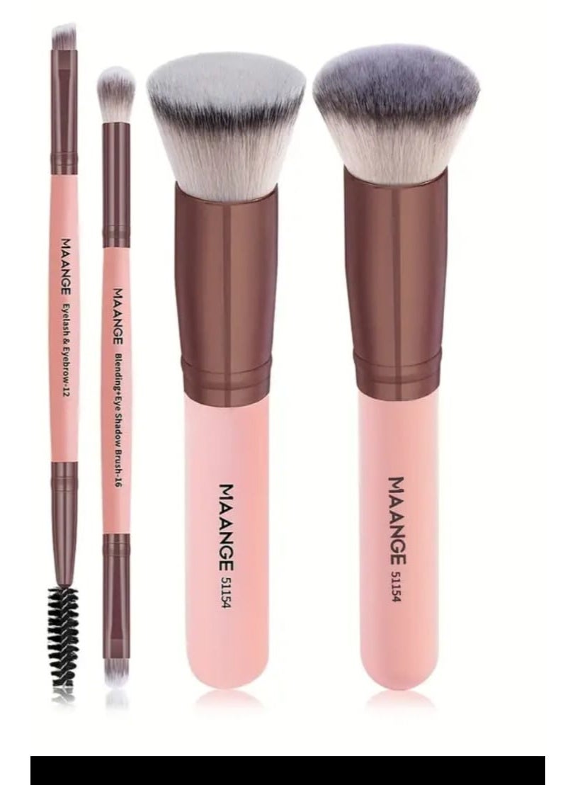 4 Pcs Face Brush Box, Foundation Brush, Eyeliner Brush, Eyebrow Brush, Mascara Brush,  Soft Bristles,  Professional Makeup Brush Tools, Travel Portable
