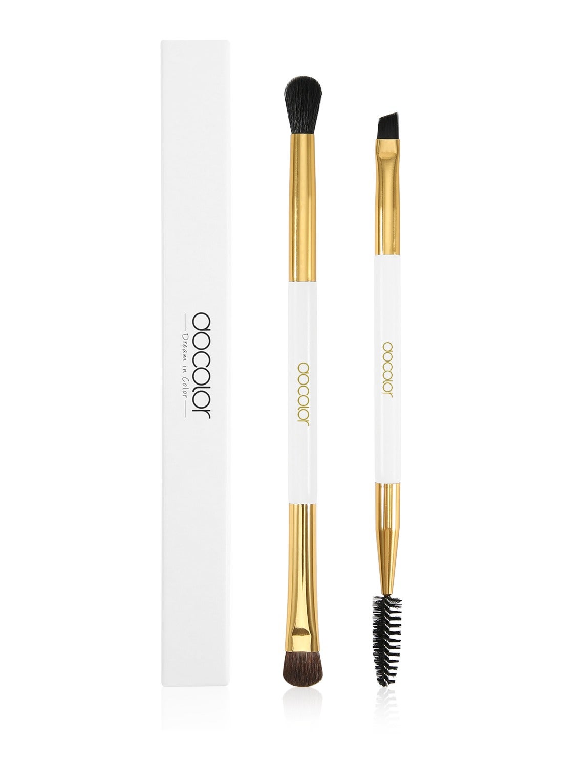 Duo Eyebrow Brush, Professional Tool, Angled Eye Brow Brush (double white)