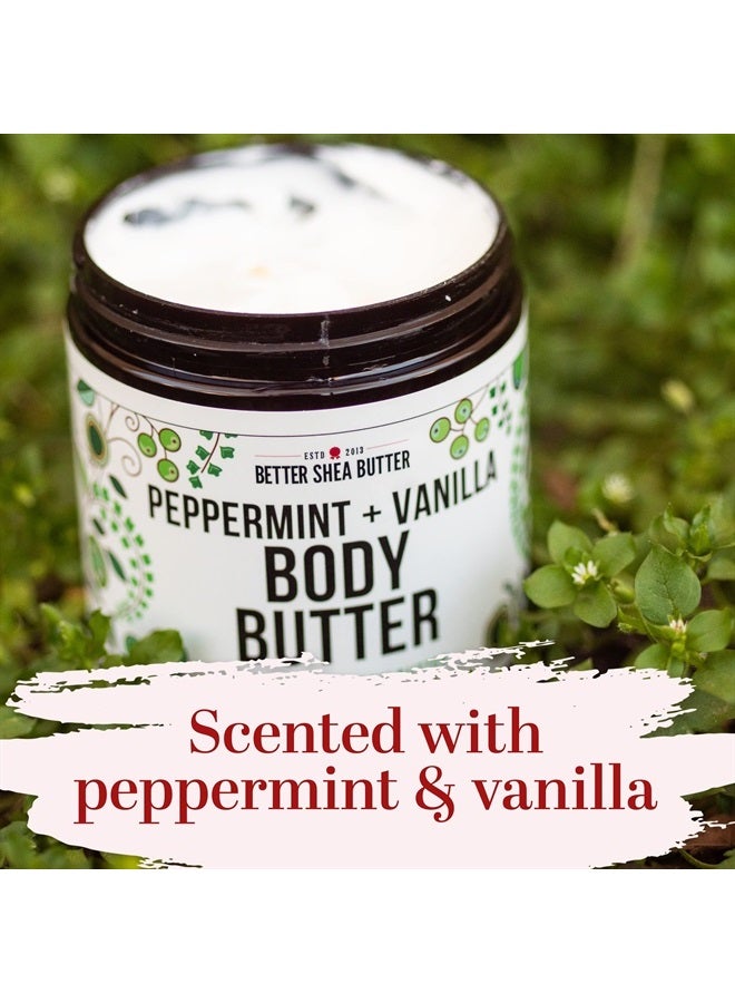Whipped Body Butter | Peppermint Vanilla | Moisturizer for Dry Skin | Paraben-Free, Non-Greasy, 8 oz
