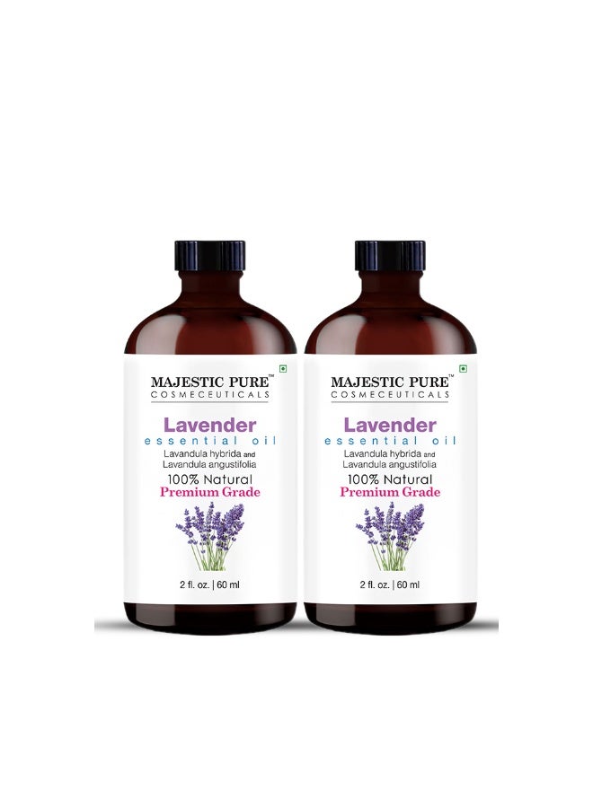 Pack of 2 Lavender Essential Oil 60ml | 100% Pure | Aromatherapy Essential Oil for Diffuser, Massage, Relaxation, Sleep & Home Fragrance