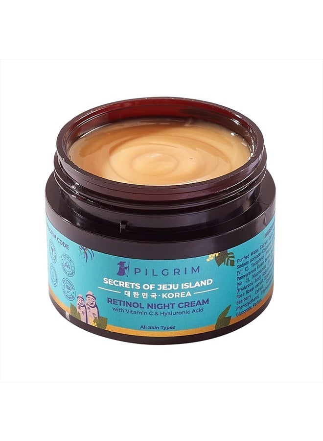 Korean Retinol Night Cream | Enriched with Vitamin C & Hyaluronic Acid | Anti Aging Face Cream | Fights Wrinkle & Dark Circles | for Refreshing Radiant Skin | 1.76 Oz/50gm