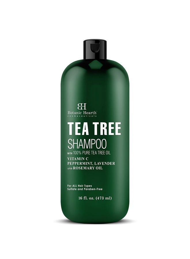 Tea Tree Shampoo, Vitamin C, Peppermint, Lavender and Rosemary Oil, Fights Dandruff and Dry Scalp, 16 fl oz