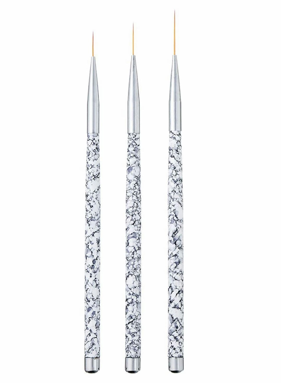 Professional Nail Art Liner, 3PCS Brush Painting Acrylic Brushes Striping for Short Strokes, Blending, Elongated Lines