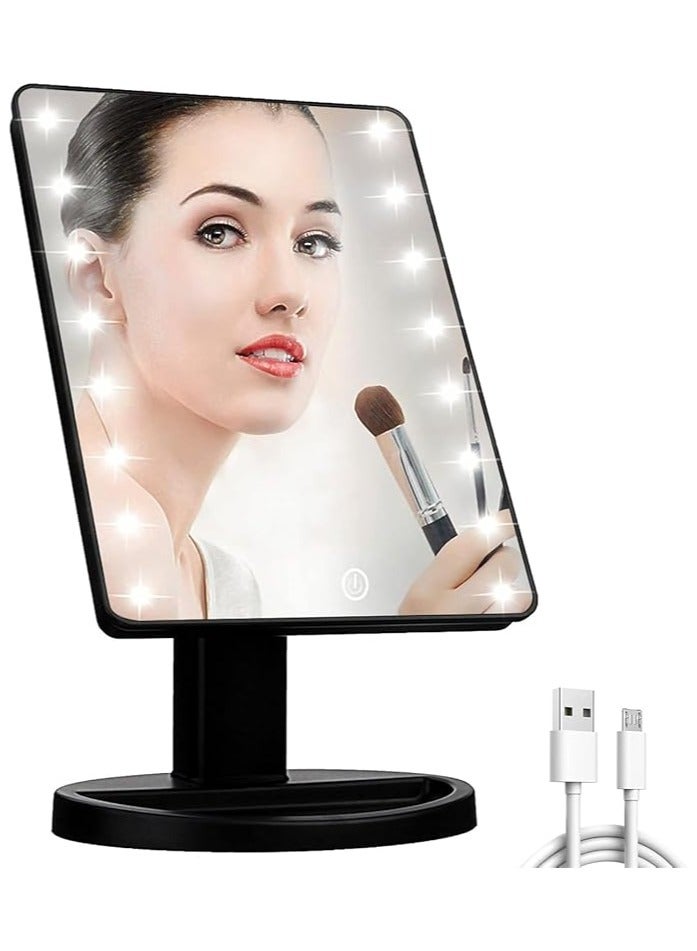 Makeup Mirror With LED Lights Black