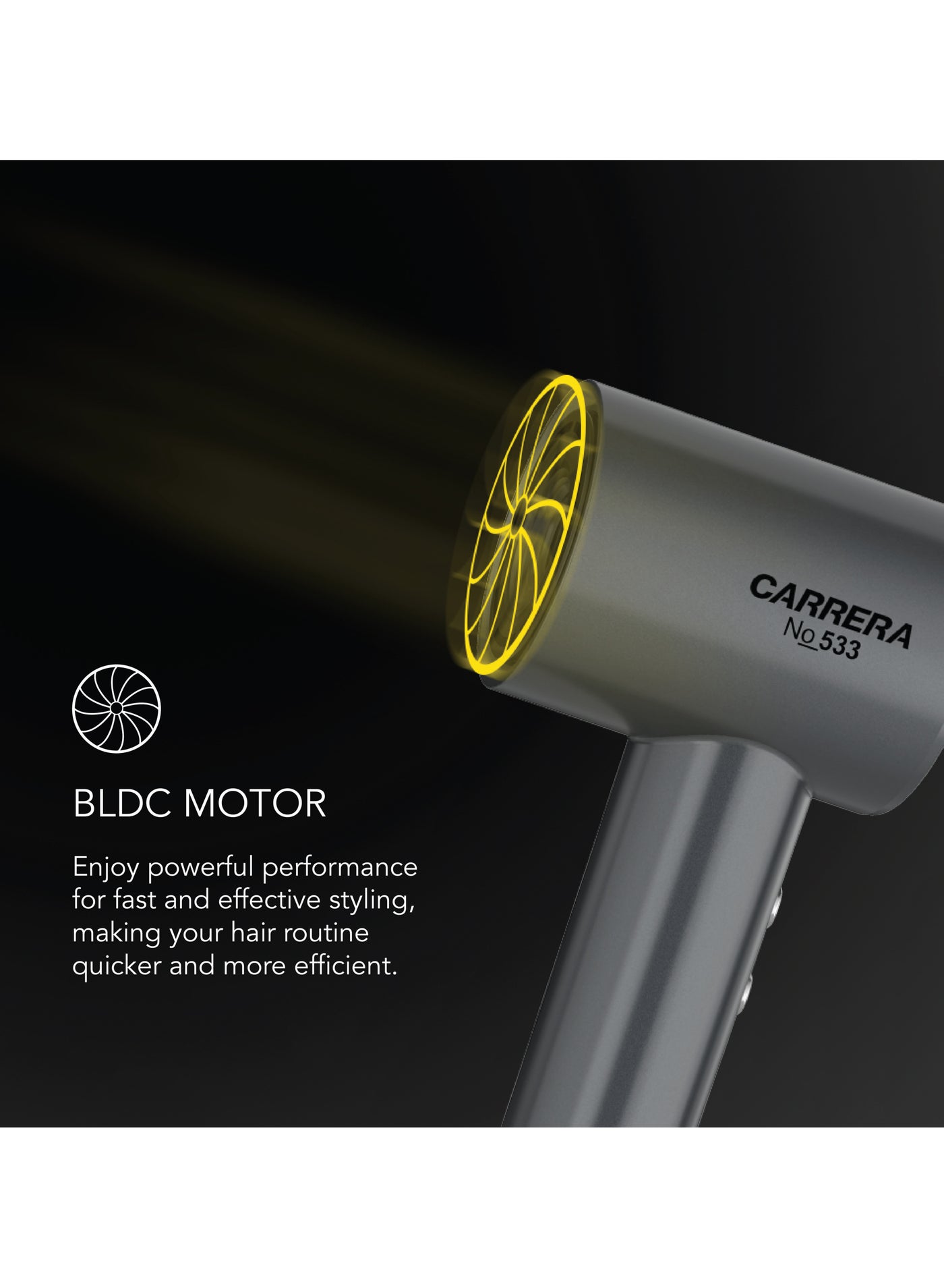 CRR533 Hair Dryer 1700W Brushless Motor, Power Boost High-Speed 110,000 RPM Motor, 3 Heat & 2 Speed Settings, Cool Shot,  LED Indicators, Lightweight & Low Noise, 2 Years Warranty - image 7