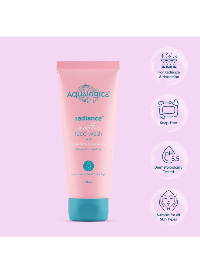 Aqualogica Radiance+ Smoothie Face Wash with Watermelon & Niacinamide for Men & Women -Reduces Dark Spots & Blemishes | For Oily, Dry & Acne Prone Skin -100ml - image 2