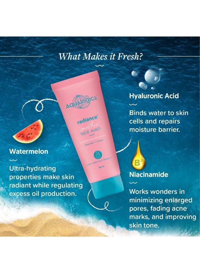 Aqualogica Radiance+ Smoothie Face Wash with Watermelon & Niacinamide for Men & Women -Reduces Dark Spots & Blemishes | For Oily, Dry & Acne Prone Skin -100ml - image 3